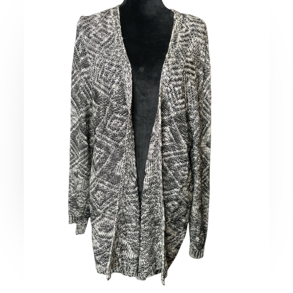 IN Studio Black & White Cardigan Sweater